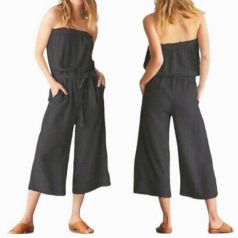 ANTHROPOLOGIE Cloth & Stone Black Strapless Jumpsuit